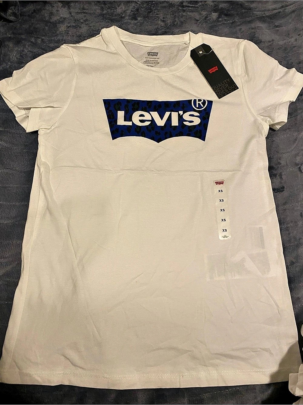 Levi's The Perfect Graphic Tee Short Sleeve White & Blue XS